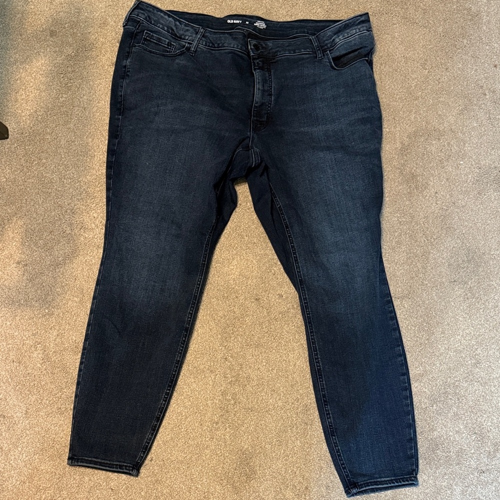 Old Navy Dark Blue High-Rise Rockstar Super Skinny Jeans Curvy Size 22 Stretchy